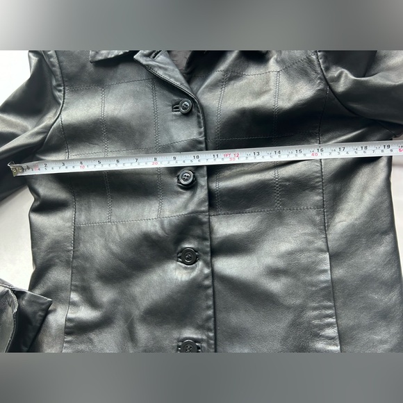 Acton  leather jacket black button size  8  biker - Picture 7 of 9
